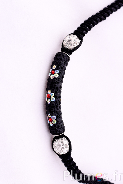 Collier avec perles - long. 43 cm - noir